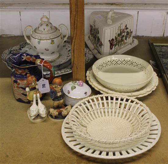 Cheese dish, Leedsware plates, etc
